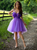 Unlined Bodice Little Flowers Tulle Short Prom Dress High-Low Homecoming Dress ARD2646-SheerGirl