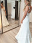Unlined Lace Bodice V Neckline Sheath Backless Floor Length Chiffon Wedding Dress AWD1755