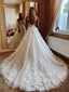 Plesové šaty Svatební šaty s výstřihem do V A Line Aplikované krajkové svatební šaty AWD1909 