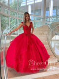 V Neck Appliqued Quinceanera Dresses Sparkly Prom Dresses ARD2739-SheerGirl
