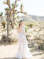 V Neck Sequins Lace See Through A Line Wedding Dress with Long Sleeves AWD1840