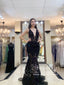 V Neck Unlined Lace Bodice Mermaid Prom Dress Sparkly Prom Gown ARD2693