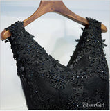 V-neck Black Lace Short Prom Dresses Applique Homecoming Dresses ,apd2487-SheerGirl