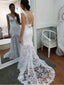 Vestidos de novia de encaje de sirena con cuello en V, vestido de novia elegante sin espalda APD2814 