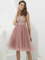 V-neck Tulle with Beaded Short Homecoming Dresses HW1002