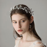 Vintage Crystal Sprig Silver Bridal Headband ACC1117-SheerGirl