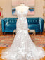 Vintage výšivky krajka mořská panna tyl svatební šaty bez ramínek Boho svatební šaty AWD1855 