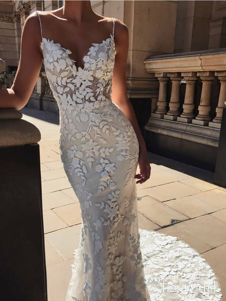 Vintage Embroidery Lace Mermaid Wedding Dresses Boho Bridal Gown AWD14 SheerGirl Vintage Embroidery Lace Mermaid Wedding Dresses Boho Bridal Gown AWD14 SheerGirl