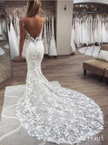 Vintage Embroidery Lace Mermaid Wedding Dresses Boho Bridal Gown AWD1455-SheerGirl