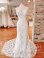 Vestidos de novia de sirena de encaje bordado vintage vestido de novia bohemio sin tirantes AWD1854 