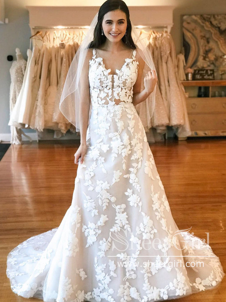 Embroidered boho wedding dress discount