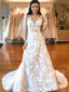 Vintage Embroidery Lace Sheath Wedding Dresses Boho Bridal Gown AWD1853