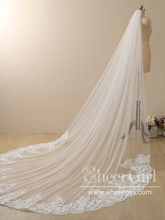 Vintage Flower Lace Cathedral Veil Bridal Veil Wedding Veil ACC1185-SheerGirl