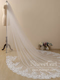 Vintage Flower Lace Cathedral Veil Bridal Veil Wedding Veil ACC1185-SheerGirl