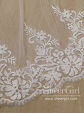 Vintage Flower Lace Cathedral Veil Bridal Veil Wedding Veil ACC1185-SheerGirl
