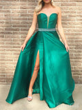 Vintage Green Strapless Prom Dresses With Slit ARD2170-SheerGirl