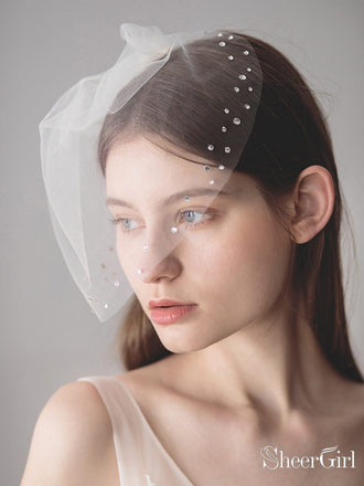 Vintage-Inspired Birdcage Veils with Tiny Crystals Blusher Veil ACC1081-SheerGirl