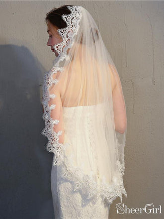 Vintage-Inspired Bridal Mantilla Veils Short Wedding Veil ACC1066-SheerGirl