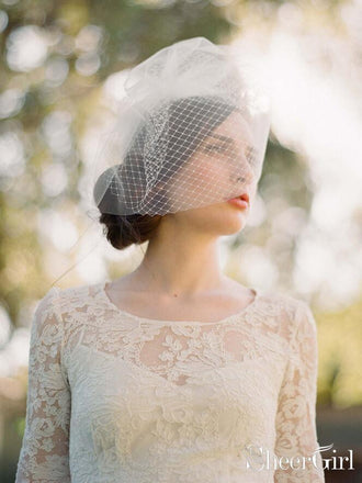 Vintage-Inspired Ivory Tulle and Mesh Birdcage Veils ACC1088-SheerGirl