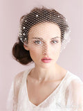 Vintage Ivory Mesh Birdcage Wedding Veils with Pearls ACC1085-SheerGirl