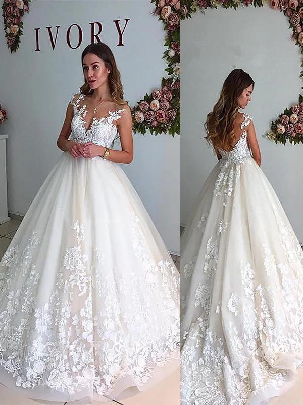 Vintage Ivory Wedding Dresses Backless Lace Applique Princess Wedding Dress AWD1078 Vintage Ivory Wedding Dresses Backless Lace Applique Princess Wedding Dress AWD1078
