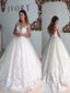 Vintage Ivory Wedding Dresses Backless Lace Applique Princess Wedding Dress AWD1078