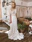Vintage Lace Bateau Neck Sheath Wedding Dress With Keyhole Back AWD1858