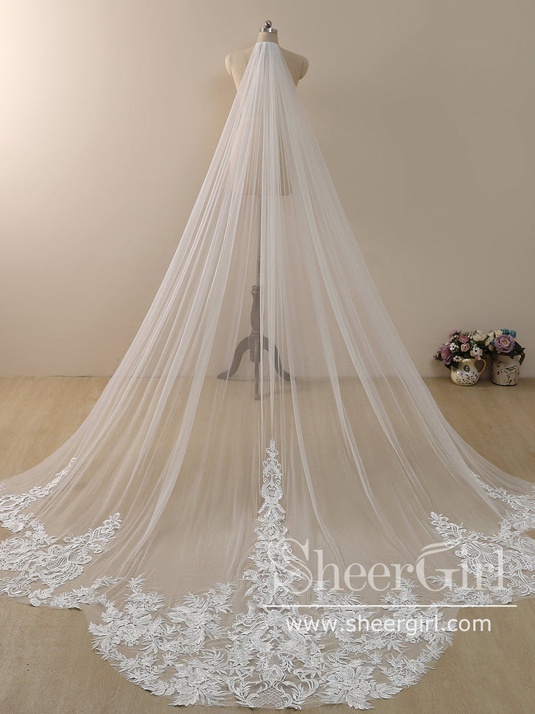 Vintage Lace Cathedral Veil Shaped Bridal Veil Wedding Veil ACC1183-SheerGirl