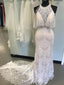 Vintage Lace Mermaid Wedding Dresses See Through Neckline Bridal Dress AWD1315