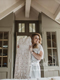 Vintage Lace Rustic Wedding Dresses Spaghetti Straps Sheath Boho Wedding Dress AWD1774-SheerGirl