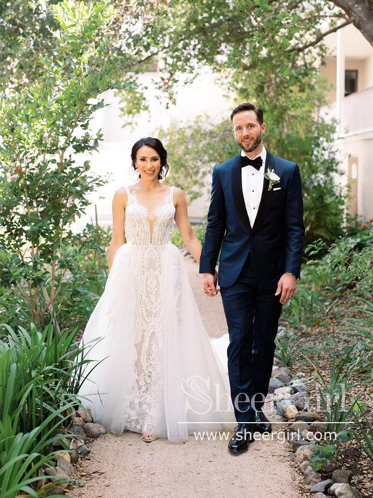 Detachable tulle train wedding dress shop