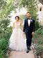 Vintage Lace Sheath Wedding Dress with Detachable Tulle Train AWD1819B