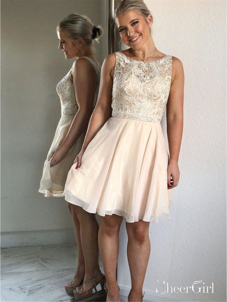 Vintage Lace Sparkly Sequin Blush Homecoming Dresses Short Party Dress ARD1360 Vintage Lace Sparkly Sequin Blush Homecoming Dresses Short Party Dress ARD1360