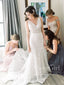 Vintage Lace Unlined Bodice V Neck Mermaid Wedding Dress AWD1727