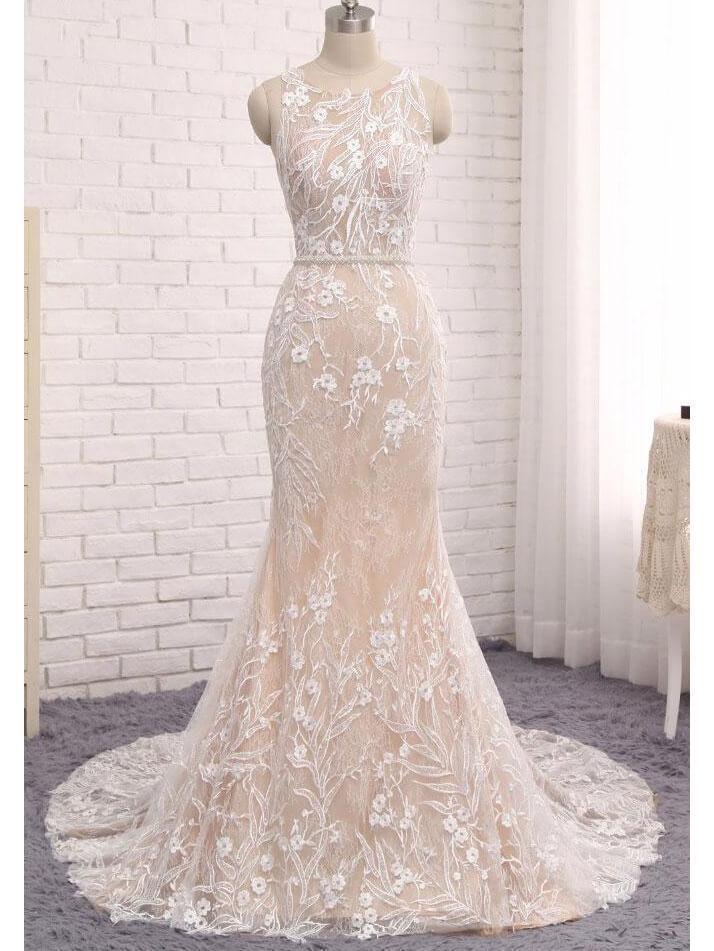 Vintage Lace Wedding Dresses Plus Size Cheap Mermaid Wedding Dress AWD1227-SheerGirl