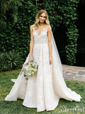 Vintage Lace Wedding Gowns See Through Illusion Neck Wedding Dresses AWD1342-SheerGirl