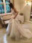 Vintage Rustic Wedding Dresses V Neck Beaded Lace Bridal Gown AWD1566