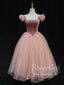 Vintage Velvet Princess Dress Polka Dots Tea Length Homecoming Dress ARD2753