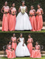 Watermelon Red Cheap Mismatched Bridesmaid Dresses Lace Formal Dresses APD3491
