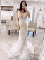 Waved Lace Mermaid Wedding Dress Backless Wedding Gown AWD1871