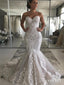 Wedding Dress with Drop Waist and Cascades Gorgeous Lace Mermaid with Court Train Bridal Dress AWD1675
