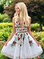 White Floral Embroidery Homecoming Dress Sweet 16 Dress ARD2436