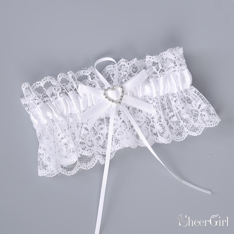 White Lace Wedding Garters With Bow ACC1015-SheerGirl