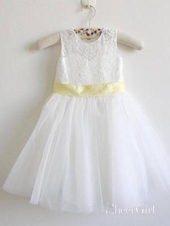 White Long Flower Girl Dresses with Bow Cheap Flower Girl Dress ARD1298-SheerGirl
