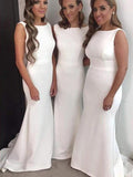 White Mermaid Bridesmaid Dresses Modest Plus Size Bridesmaid Dress ARD1177-SheerGirl