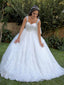 Bílé jednoduché svatební šaty Levné Svatební šaty s krajkovou nášivkou APD3499 