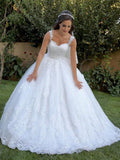 White Simple Wedding Dresses Cheap Lace Applique Ball Gown Wedding Dress APD3499-SheerGirl