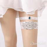 White Wedding Garter Set with Rhinestones ACC1016-SheerGirl