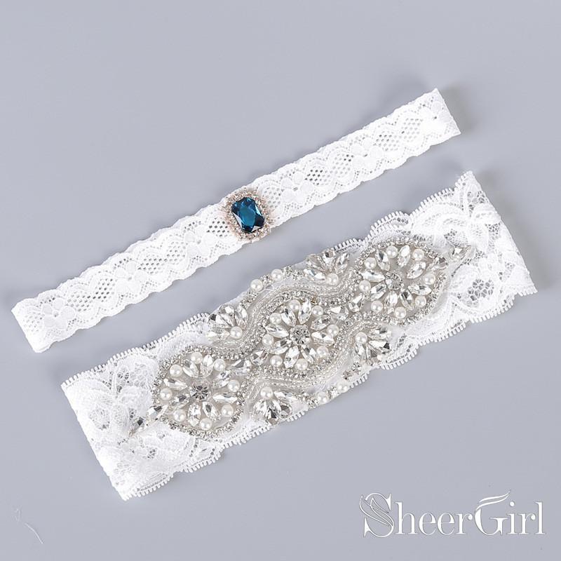 white garter belt wedding Adriana Bridal Garter Set White main image 0