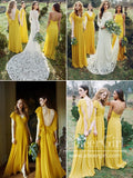 Yellow Chiffon Bridesmaid Dresses Modest Long Formal Gowns ARD2350-SheerGirl